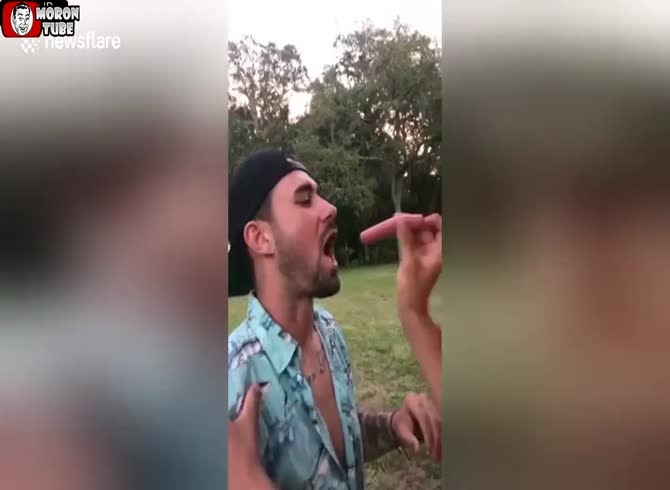 Video :A sausage is swallowed by a deep